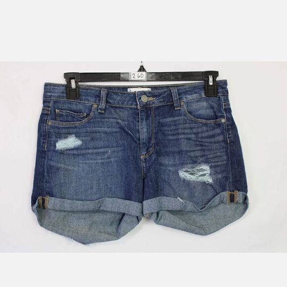 Paige Denim Shorts Sz.28 Jimmy Jimmy Short DSTRESSED Med Wash Rolled Cuff - Picture 1 of 5